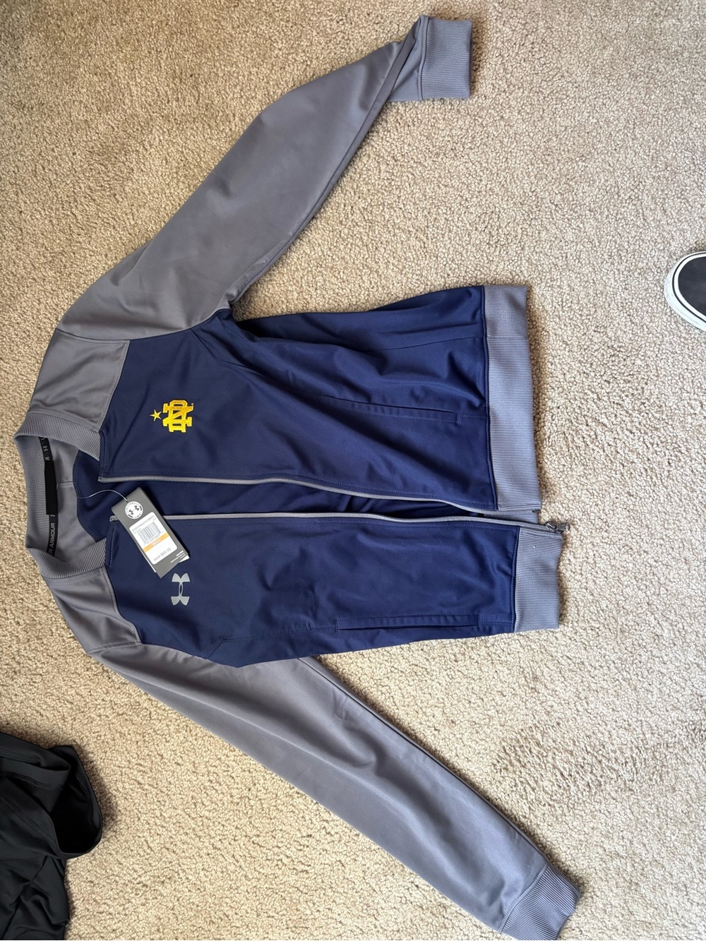 Notre Dame Under Armour Navy and Gray Full-Zip Jacket